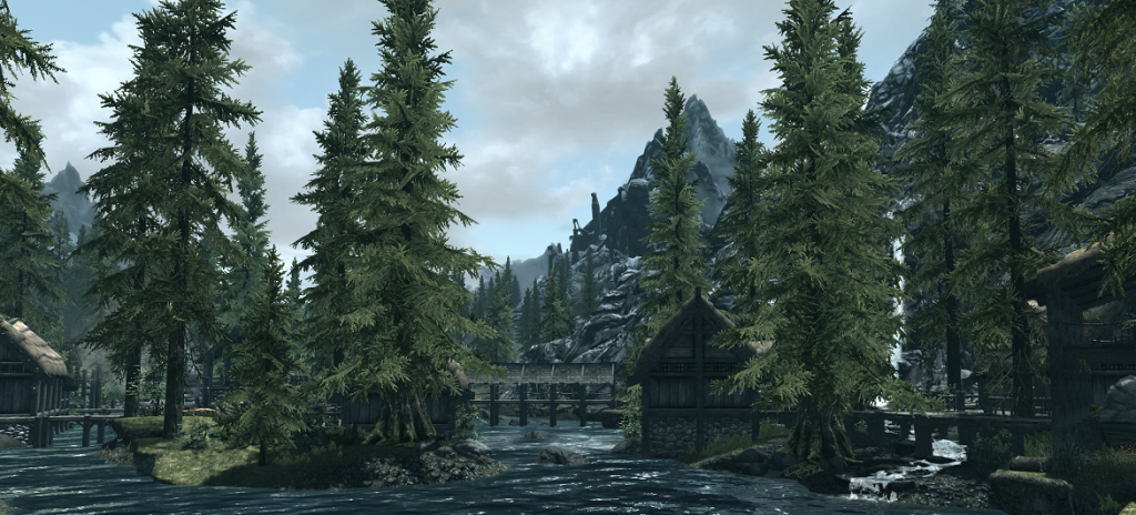 Скайрим увеличить. Skyrim se Riverwood. Мост Ривервуда ретекстур. Skyrim se поместье возле Ривервуда. Skyrim se Riverwood le.