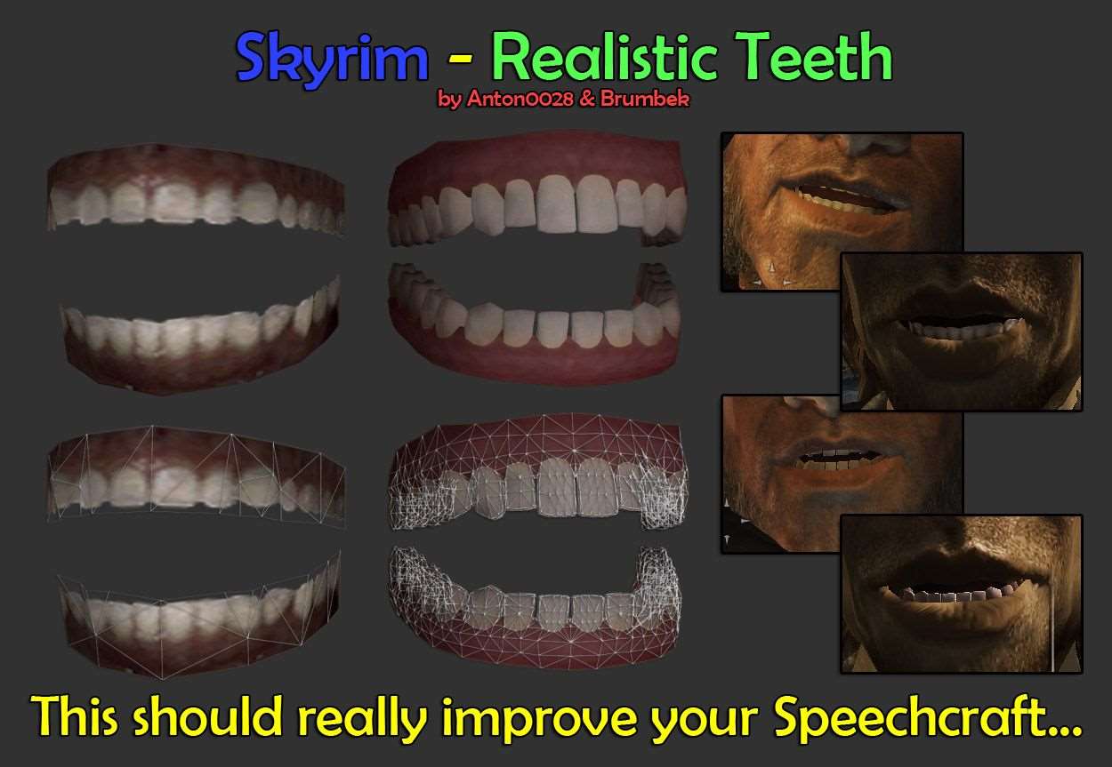 Skyrim - реалистичные челюсти/зубы.