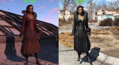 Fallout 4 — Черное платье с перьями (Black Feathered Dress) | Fallout 4 моды