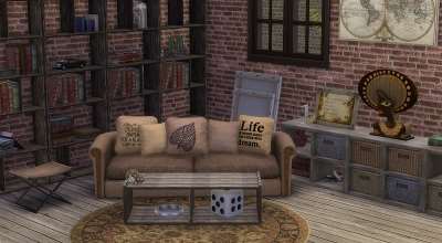 Sims 4 — Жилая комната в стиле Лофт (Urban Loft Living Room)