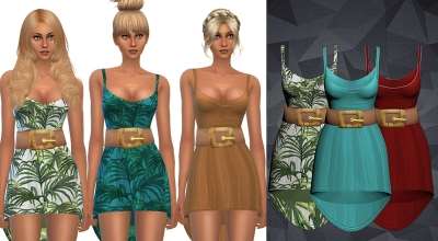 Sims 4 — Набор платьев с поясом (ShakeProductions 39 3D Belted Dress) | The Sims 4 моды