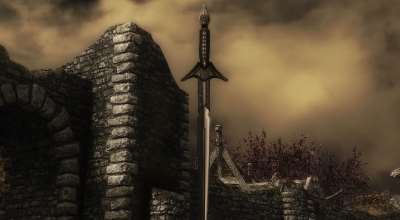 Skyrim — Золотой эбонитовый меч | Skyrim моды