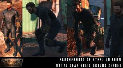 Fallout 4 — Броня из Metal Gear (BoS Retexturing — Metal Gear Solid Ground Zeroes Sneaking Suit) | Fallout 4 моды