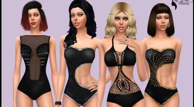Sims 4 — Набор черных купальников (Black Swimsuit Collection) | The Sims 4 моды